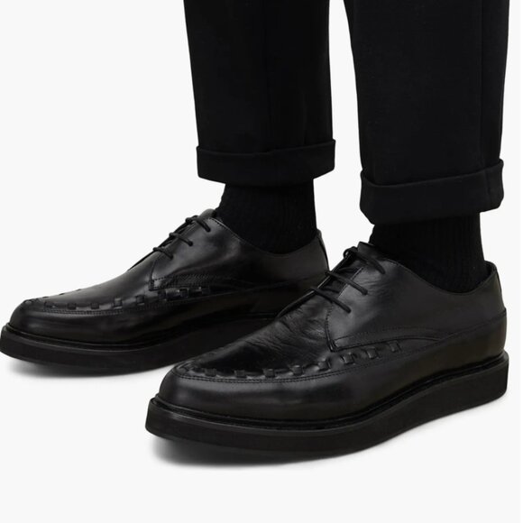 All Saints Men's New Black Topper Woven Leather DerbySize EU46 US13